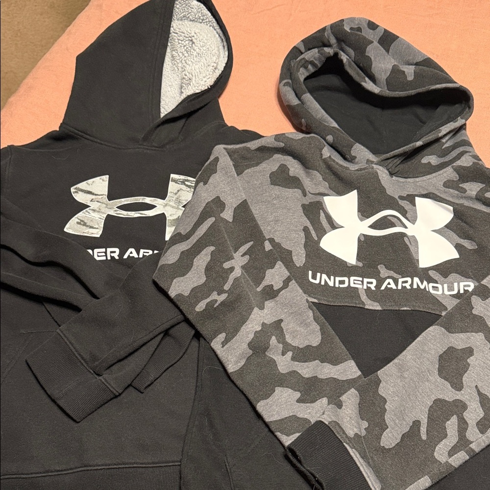 Under Armour Black and Gray Camouflage Hoodies